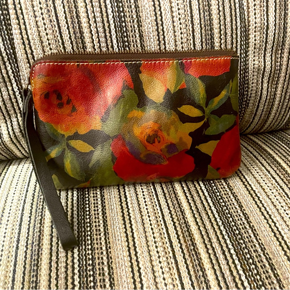 Patricia Nash floral leather wristlet